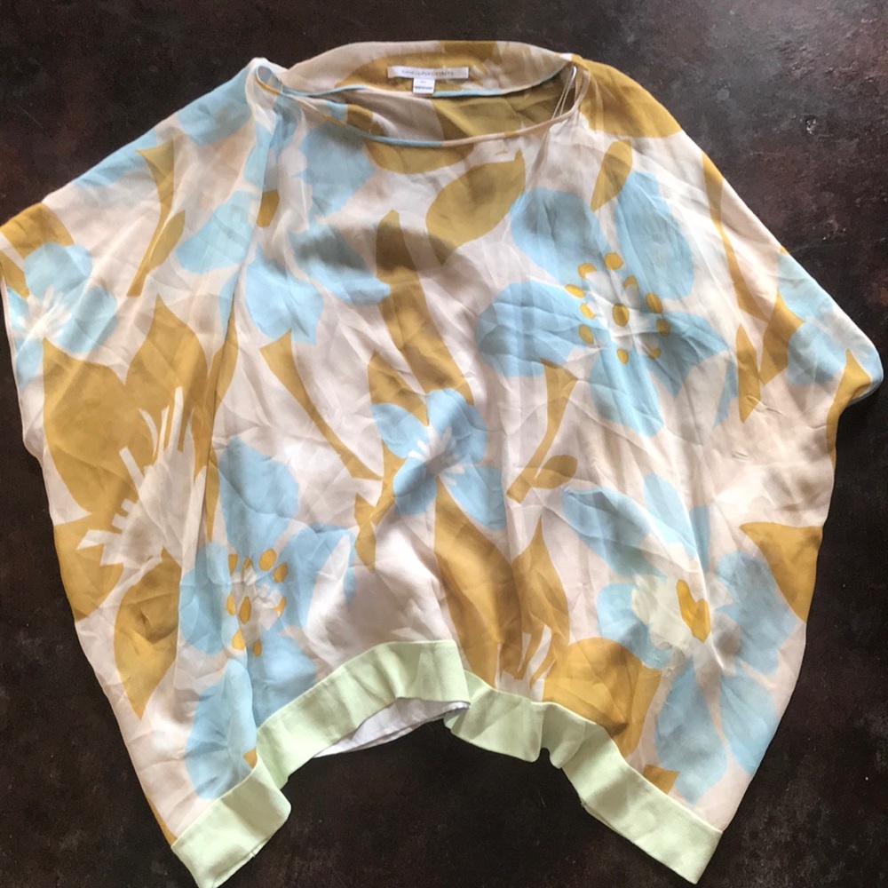 Diane Von Furstenberg Floral Blouse in Blue and Yellow
